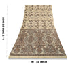 Sanskriti Vintage Sarees Ivory & Brown Pure Silk Printed Sari 5+yd Craft Fabric