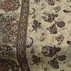 Sanskriti Vintage Sarees Ivory & Brown Pure Silk Printed Sari 5+yd Craft Fabric
