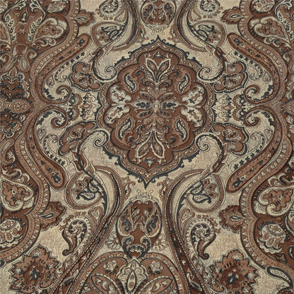 Sanskriti Vintage Sarees Ivory & Brown Pure Silk Printed Sari 5+yd Craft Fabric