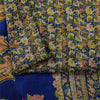 Sanskriti Vintage Sarees Blå Indisk Ren Silke Trykt Sari 5+ yard Håndværksstof