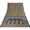 Sanskriti Vintage Sarees Blå Indisk Ren Silke Trykt Sari 5+ yard Håndværksstof