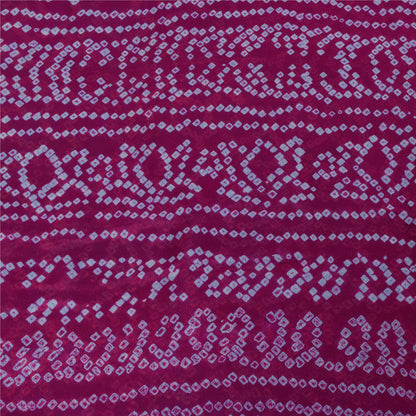 Sanskriti Vintage Sarees Blue & Pink Pure Silk Bandhani Printed Sari 5+yd Fabric