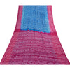 Sanskriti Vintage Sarees Blue & Pink Pure Silk Bandhani Printed Sari 5+yd Fabric