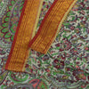 Sanskriti Vintage Sarees Ivory 100% Pure Silk Printed Sari 6yd Craft Fabric