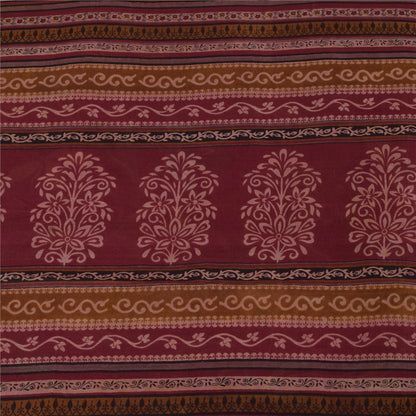 Sanskriti Vintage Sarees Red Indian Pure Silk Printed Sari 5+yd Craft Fabric
