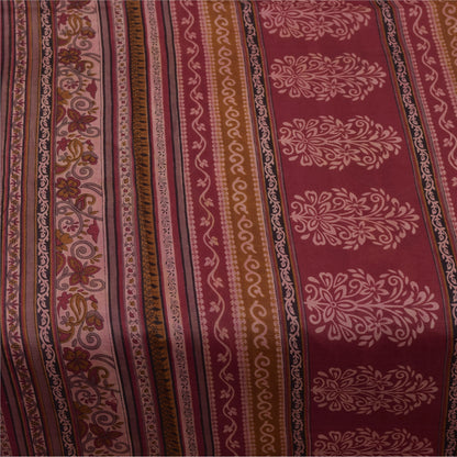Sanskriti Vintage Sarees Red Indian Pure Silk Printed Sari 5+yd Craft Fabric
