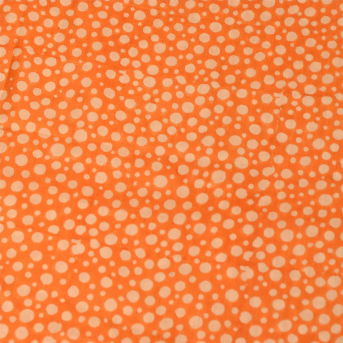 Sanskriti Vintage Sarees Orange Polka Dot Pure Silk Print Sari 5yd Craft Fabric