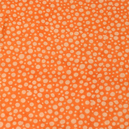 Sanskriti Vintage Sarees Orange Polka Dot Pure Silk Print Sari 5yd Craft Fabric