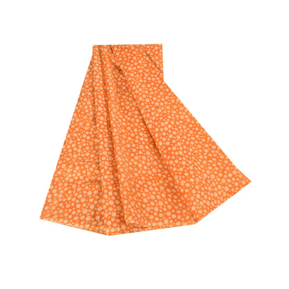 Sanskriti Vintage Sarees Orange Polka Dot Pure Silk Print Sari 5yd Craft Fabric