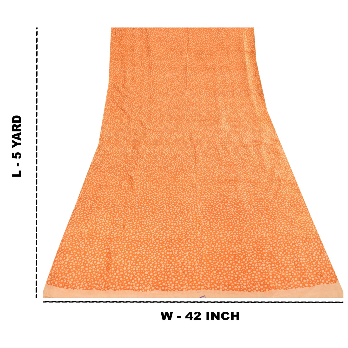 Sanskriti Vintage Sarees Orange Polka Dot Pure Silk Print Sari 5yd Craft Fabric