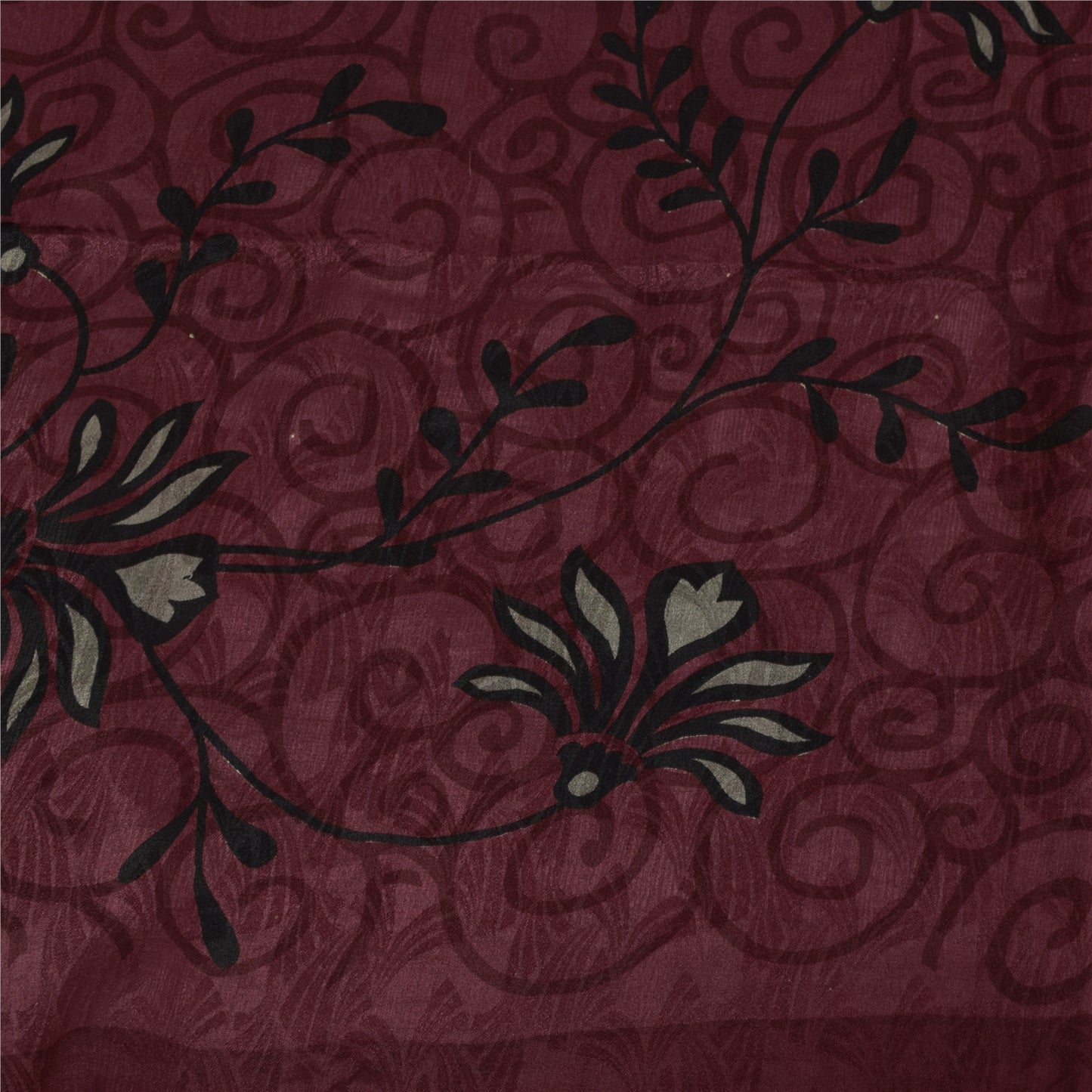 Sanskriti Vintage Sarees Green & Purple Pure Silk Printed Sari 5+yd Craft Fabric