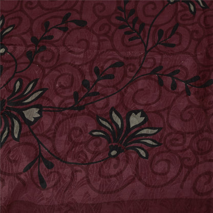 Sanskriti Vintage Sarees Green & Purple Pure Silk Printed Sari 5+yd Craft Fabric