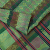Sanskriti Vintage Sarees Green Pure Silk Block Printed & Woven Sari 5+yd Fabric
