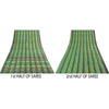 Sanskriti Vintage Sarees Green Pure Silk Block Printed & Woven Sari 5+yd Fabric