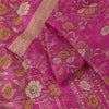 Sanskriti Vintage Sarees Purple 100% Pure Silk Printed Sari 5+yd Craft Fabric