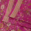 Sanskriti Vintage Sarees Purple 100% Pure Silk Printed Sari 5+yd Craft Fabric