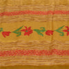 Sanskriti Vintage Sarees Green Zari Border Pure Silk Printed Sari 5+yd Fabric