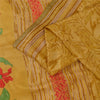 Sanskriti Vintage Sarees Green Zari Border Pure Silk Printed Sari 5+yd Fabric