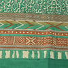 Sanskriti Vintage Sarees Green Indian Pure Silk Printed Sari 5+yd Craft Fabric