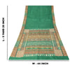 Sanskriti Vintage Sarees Green Indian Pure Silk Printed Sari 5+yd Craft Fabric