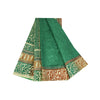 Sanskriti Vintage Sarees Green Indian Pure Silk Printed Sari 5+yd Craft Fabric