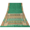 Sanskriti Vintage Sarees Green Indian Pure Silk Printed Sari 5+yd Craft Fabric