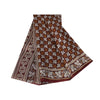Sanskriti Vintage Sarees Brown Indian Pure Silk Printed Sari 6+yd Craft Fabric