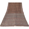 Sanskriti Vintage Sarees Brown Indian Pure Silk Printed Sari 6+yd Craft Fabric