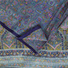 Sanskriti Vintage Sarees Gray Indian 100%Pure Silk Printed Sari 6yd Craft Fabric