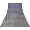 Sanskriti Vintage Sarees Gray Indian 100%Pure Silk Printed Sari 6yd Craft Fabric