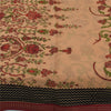 Sanskriti Vintage Sarees Peach Pure Chiffon Silk Printed Sari 5+yd Craft Fabric