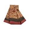 Sanskriti Vintage Sarees Peach Pure Chiffon Silk Printed Sari 5+yd Craft Fabric