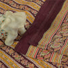 Sanskriti Vintage Sarees Dark Red 100% Pure Silk Printed Sari 5+yd Craft Fabric