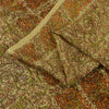 Sanskriti Vintage Sarees Beige Indian Pure Silk Printed Sari 6+yd Craft Fabric