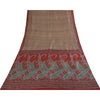 Sanskriti Vintage Sarees Light Brown Pure Silk Printed Sari 5+yd Craft Fabric