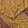 Sanskriti Vintage Sarees Yellow 100% Pure Silk Printed Sari 5+yd Craft Fabric