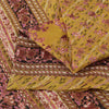 Sanskriti Vintage Sarees Yellow 100% Pure Silk Printed Sari 5+yd Craft Fabric