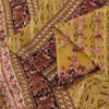 Sanskriti Vintage Sarees Yellow 100% Pure Silk Printed Sari 5+yd Craft Fabric