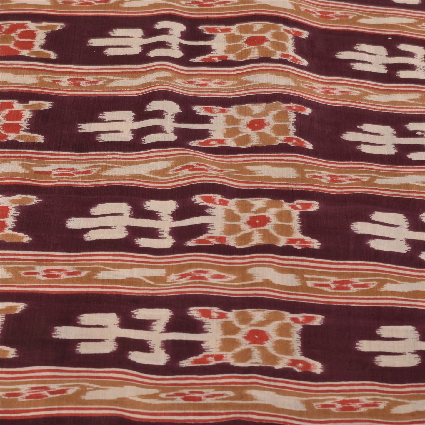 Sanskriti Vintage Sarees Peacock Ikat Woven 100%Pure Silk Sari 5+yd Craft Fabric