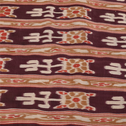 Sanskriti Vintage Sarees Peacock Ikat Woven 100%Pure Silk Sari 5+yd Craft Fabric