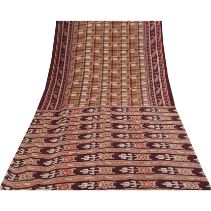 Sanskriti Vintage Sarees Peacock Ikat Woven 100%Pure Silk Sari 5+yd Craft Fabric