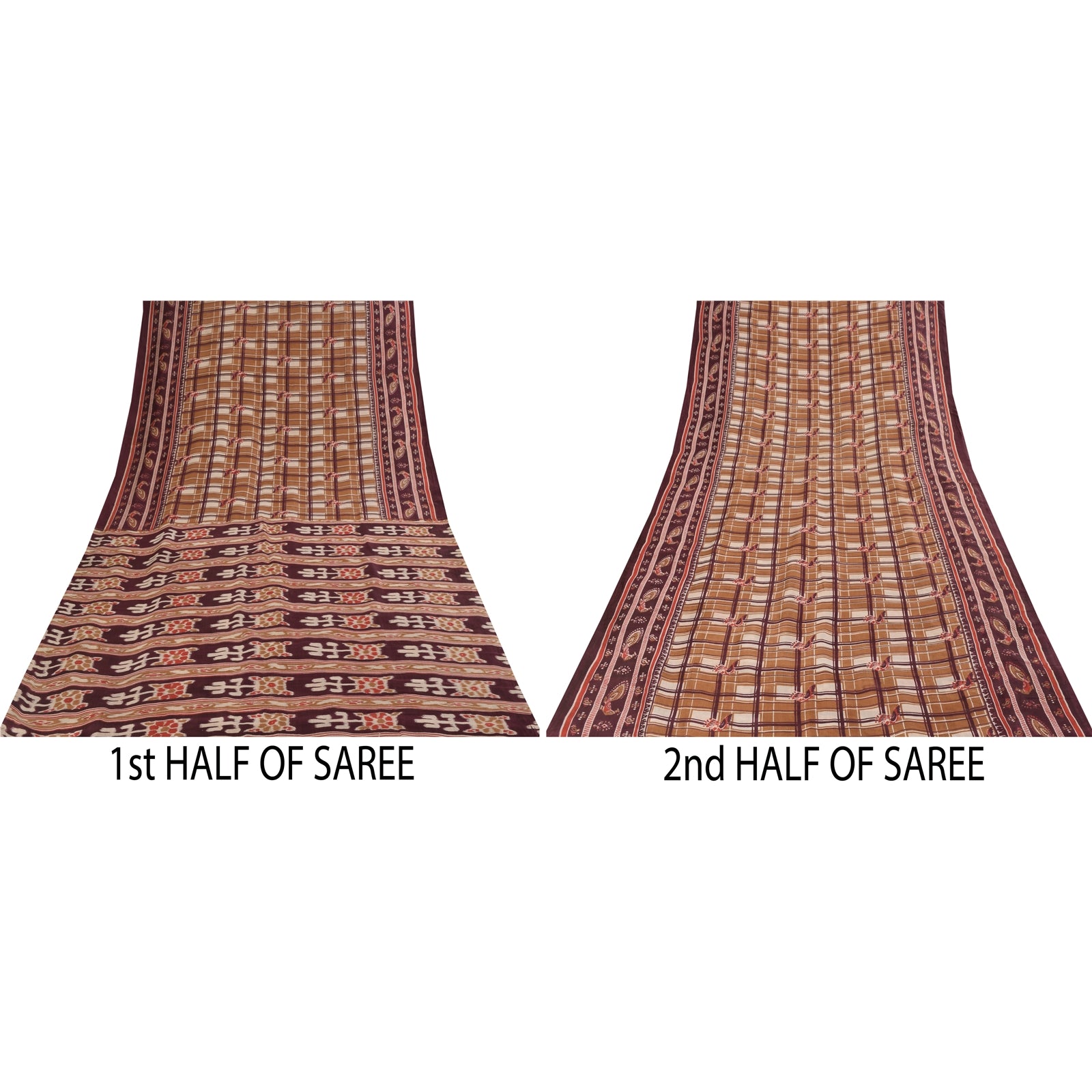 Sanskriti Vintage Sarees Peacock Ikat Woven 100%Pure Silk Sari 5+yd Craft Fabric