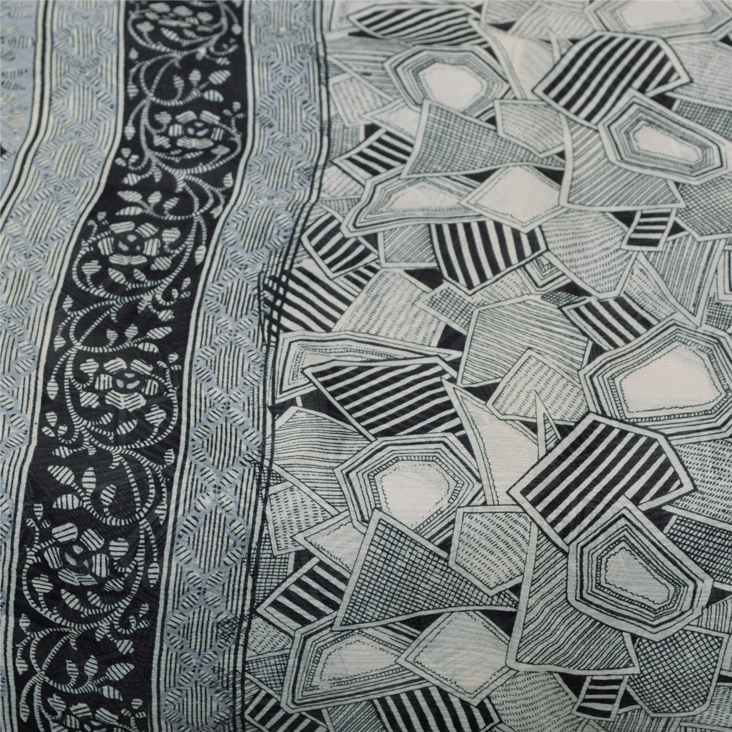 Sanskriti Vintage Sarees Gray Indian Pure Silk Printed Sari 6+yd Craft Fabric