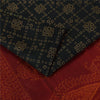 Sanskriti Vintage Sarees Black Bandhani Printed Pure Silk Sari 6+yd Craft Fabric