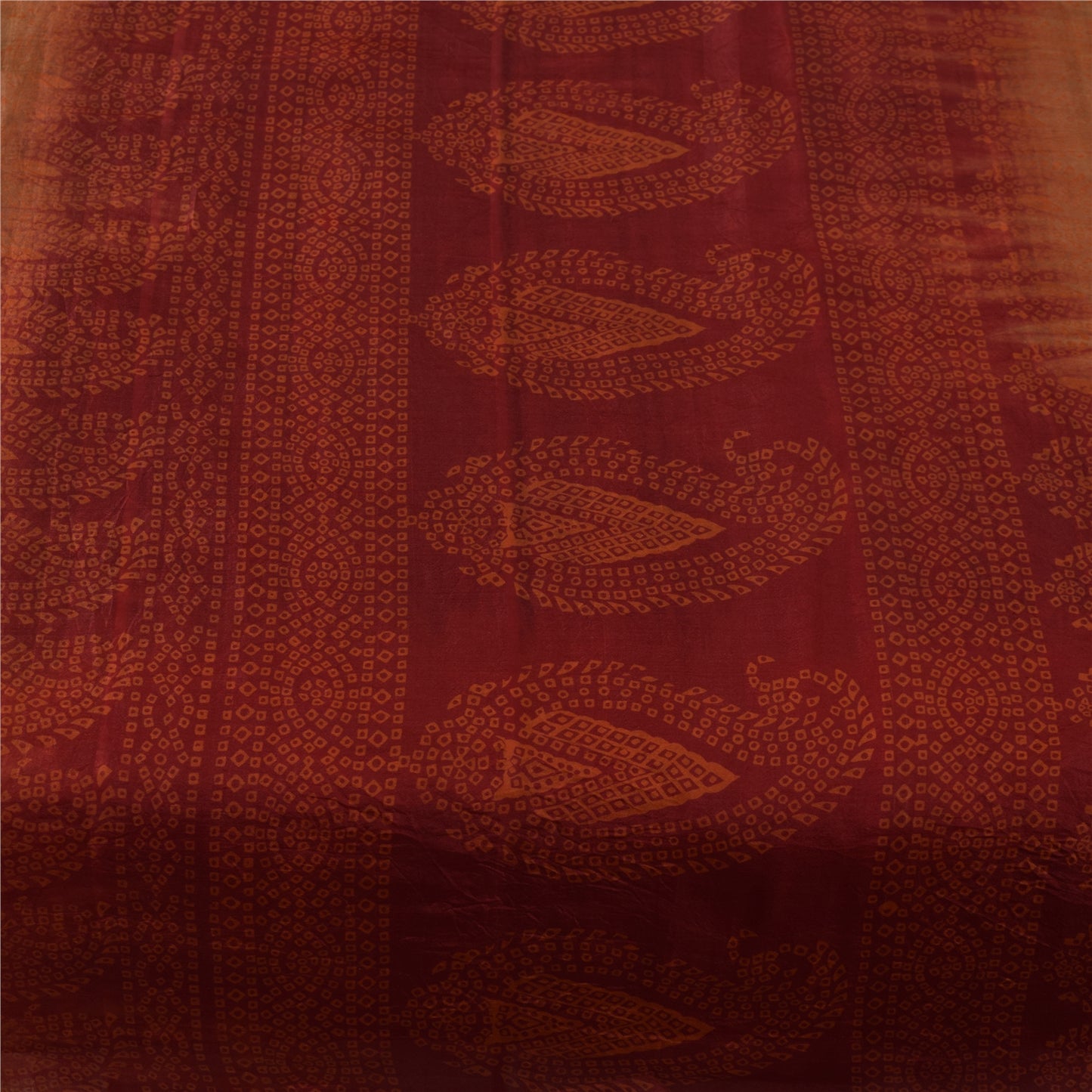 Sanskriti Vintage Sarees Black Bandhani Printed Pure Silk Sari 6+yd Craft Fabric