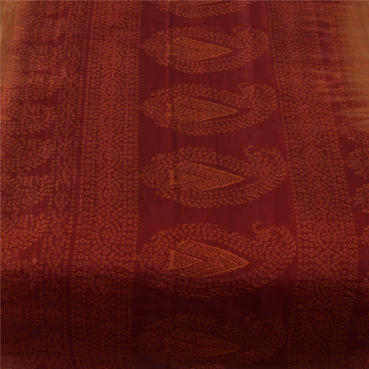 Sanskriti Vintage Sarees Black Bandhani Printed Pure Silk Sari 6+yd Craft Fabric