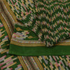 Sanskriti Vintage Sarees Green Indian Pure Silk Printed Sari 6yd Craft Fabric