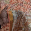 Sanskriti Vintage Sarees Pure Silk Printed Zari Border Sari 5+yd Craft Fabric