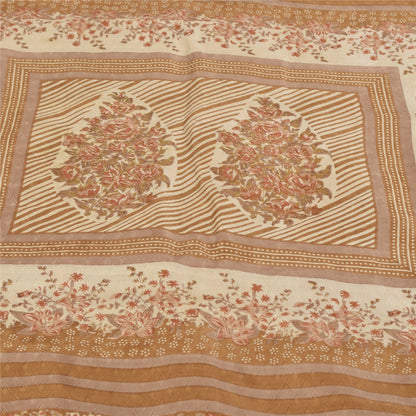 Sanskriti Vintage Sarees Mauve Indian Pure Silk Printed Sari 6yd Craft Fabric