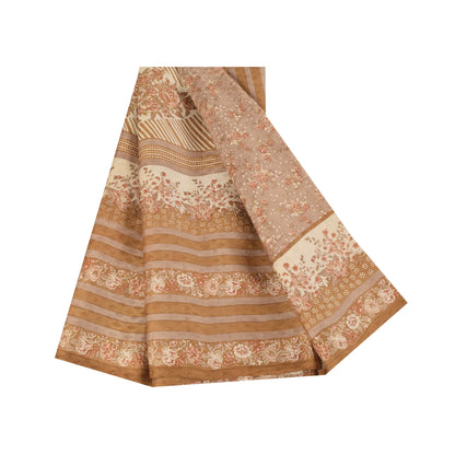 Sanskriti Vintage Sarees Mauve Indian Pure Silk Printed Sari 6yd Craft Fabric